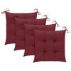 Dining Chairs 4 pcs with Wine Red Cushions Solid Teak Wood