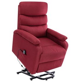 Power Lift Massage Recliner Wine Red Fabric