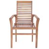 Dining Chairs 4 pcs with Wine Red Cushions Solid Teak Wood