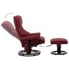 Massage Recliner with Ottoman Wine Red Faux Leather and Bentwood