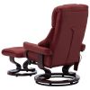 Massage Recliner with Ottoman Wine Red Faux Leather and Bentwood