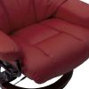 Massage Recliner with Ottoman Wine Red Faux Leather and Bentwood