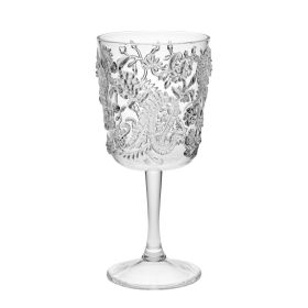 Designer Acrylic Paisley Clear Wine Glasses Set of 4 (13oz), Premium Quality Unbreakable Stemmed Acrylic Wine Glasses for All Purpose Red or White Win