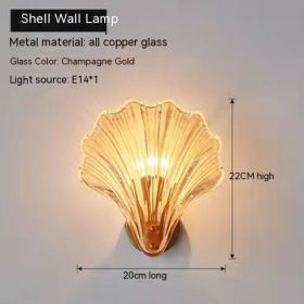 Simple Shell Glass Master Bedroom Italian Room Bedside Living Room Aisle Stair Background Wall Lamp (Option: Warm Light 12w-Copper Champagne Gold)