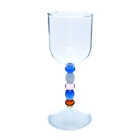 Fashion Bead Goblet Heat-resistant Glass Wine Glass (Option: Color)