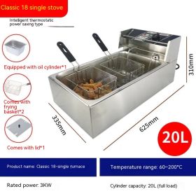 Commercial Stainless Steel Deep Frying Pan Temperature Control Large Capacity (Option: 18Single Cylinder-110V US)