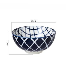 6 Inch Japanese Ceramic Bowl Underglaze Color Tableware (Color: Navy blue)