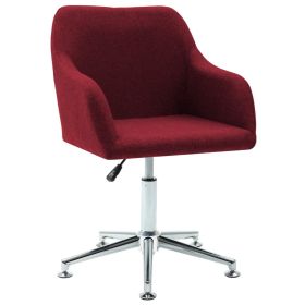 Swivel Dining Chair Wine Red Fabric (Color: Red)