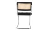 Dining Room Chairs, Modern Industrial Upholstered Chairs Mid Century Leisure Chair with Rattan Backrest for Kitchen Living Room Wine Bar (Black, Set o